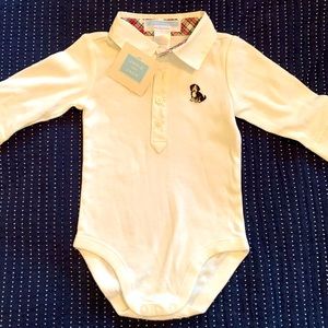 Janie and Jack collared onesie with cute puppy 0-3months, cream colored